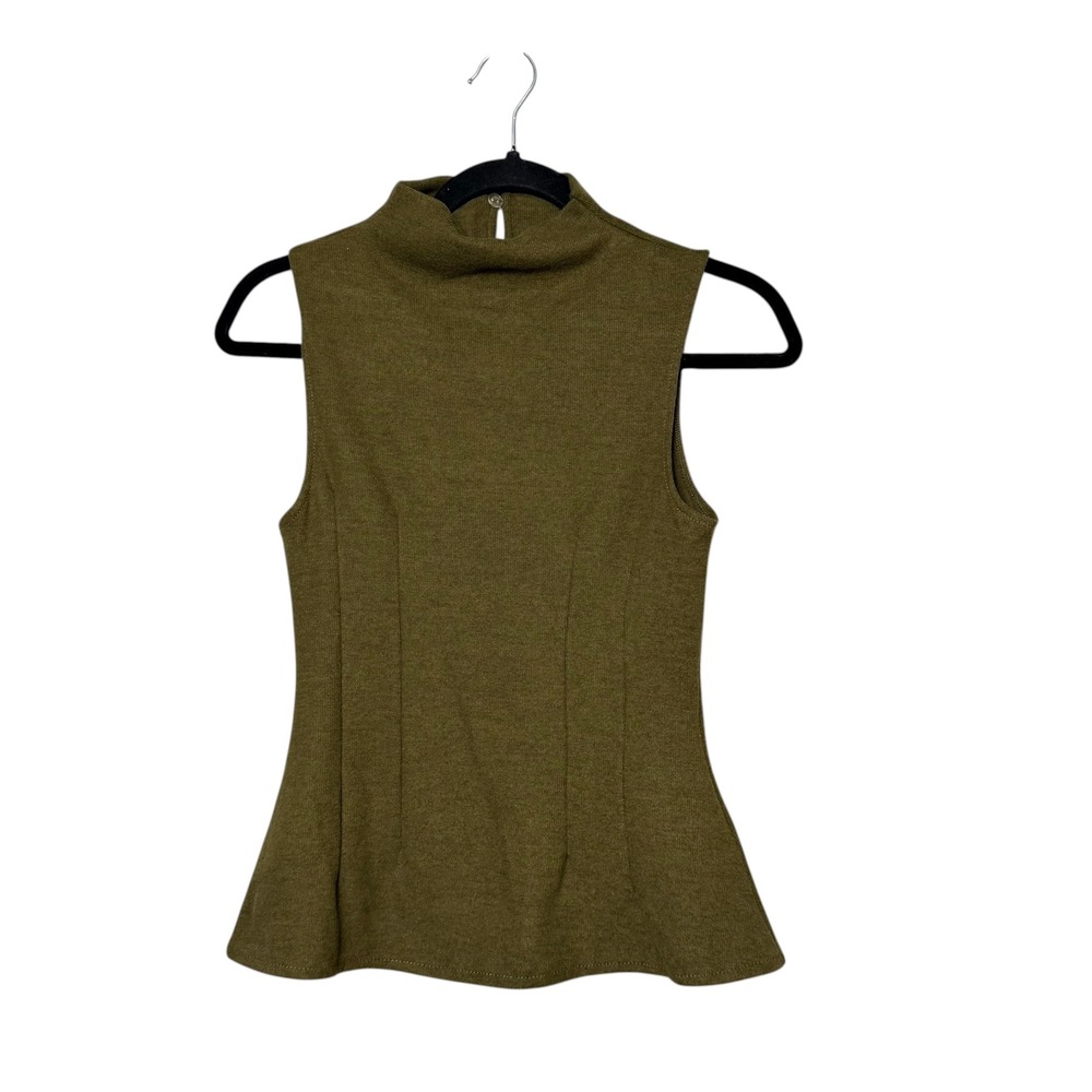 H&M Divided Olive Green Mock Neck Sleeveless Peplum Knit Top Small P/N 131698